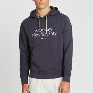 Saturdays New York City Charcoal Gray Logo Hoodie Size Small